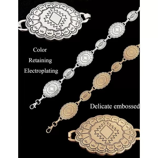 TOPACC Western Belts for Woman Concho Belt Boho Metal Cowgirl Chain Belt for Dresses Jeans Country Concert OutfitBbronze
