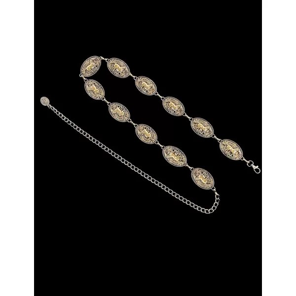 TOPACC Western Belts for Woman Concho Belt Boho Metal Cowgirl Chain Belt for Dresses Jeans Country Concert OutfitDbronze