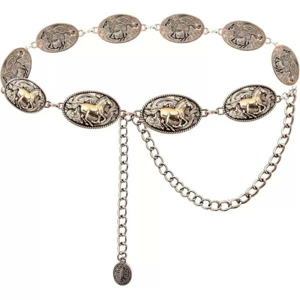 TOPACC Western Belts for Woman Concho Belt Boho Metal Cowgirl Chain Belt for Dresses Jeans Country Concert OutfitDbronze