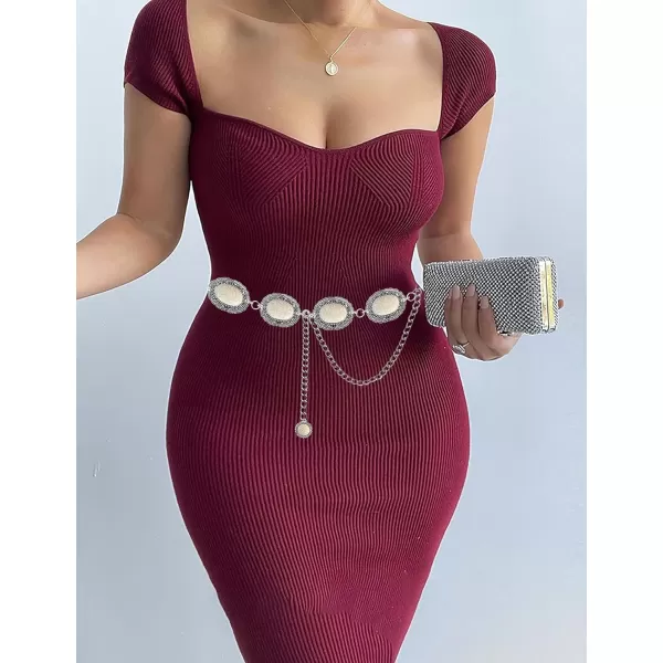 TOPACC Metal Concho Belts for Women Western Cowgirl Turquoise Boho Chain Belts for Dress Jeans11white