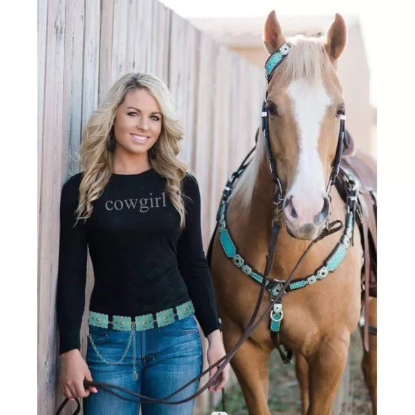 TOPACC Metal Concho Belts for Women Western Cowgirl Turquoise Boho Chain Belts for Dress Jeans1turquoise