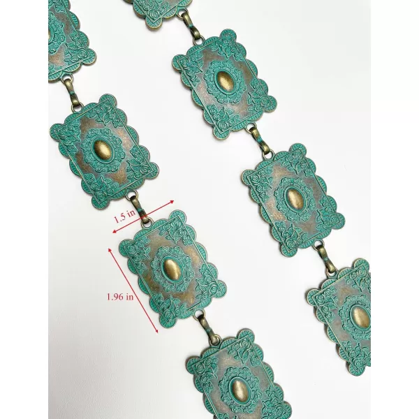 TOPACC Metal Concho Belts for Women Western Cowgirl Turquoise Boho Chain Belts for Dress Jeans1turquoise