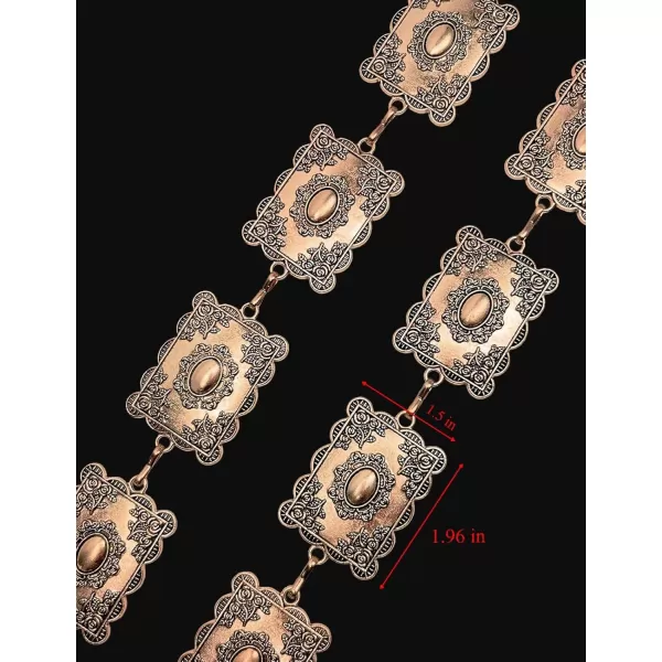 TOPACC Metal Concho Belts for Women Western Cowgirl Turquoise Boho Chain Belts for Dress Jeans3bronze