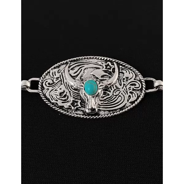 TOPACC Metal Concho Belts for Women Western Cowgirl Turquoise Boho Chain Belts for Dress Jeans4silver