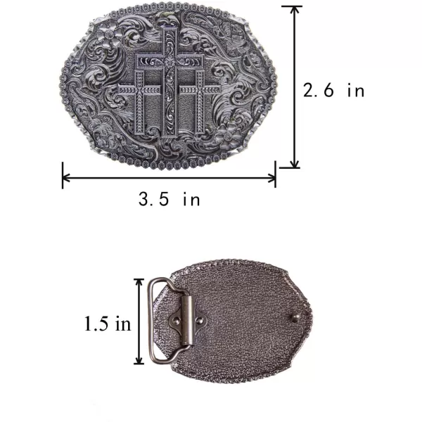 TOPACC Western Belt Buckles for Men Women Cowgirl Cowboy Crosses Rodeo Mens Replacement Buckle 15 Inches Novelty Belt Buckle
