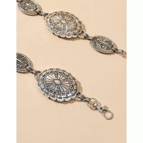 TOPACC Western Metal Concho Belt for Women Cowgirl Chain Belts for Dresses Jeans Country Concert Outfit1silver38