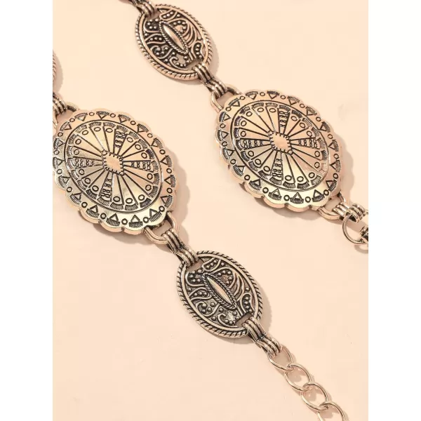 TOPACC Western Metal Concho Belt for Women Cowgirl Chain Belts for Dresses Jeans Country Concert OutfitBronze109