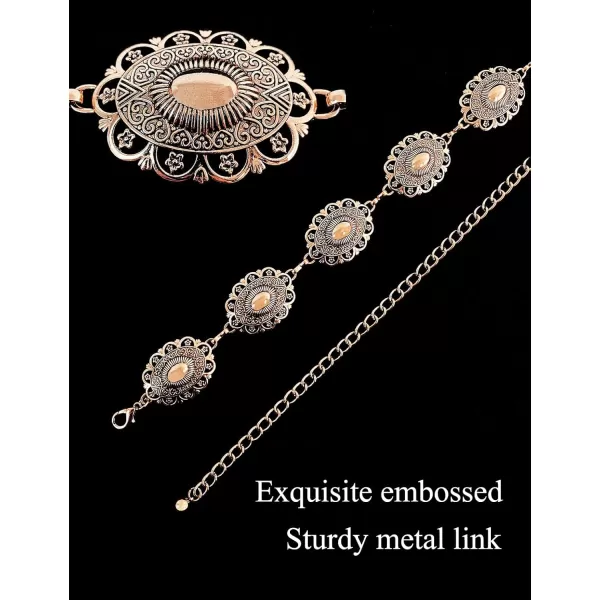 TOPACC Western Metal Concho Belt for Women Cowgirl Chain Belts for Dresses Jeans Country Concert OutfitBronze179