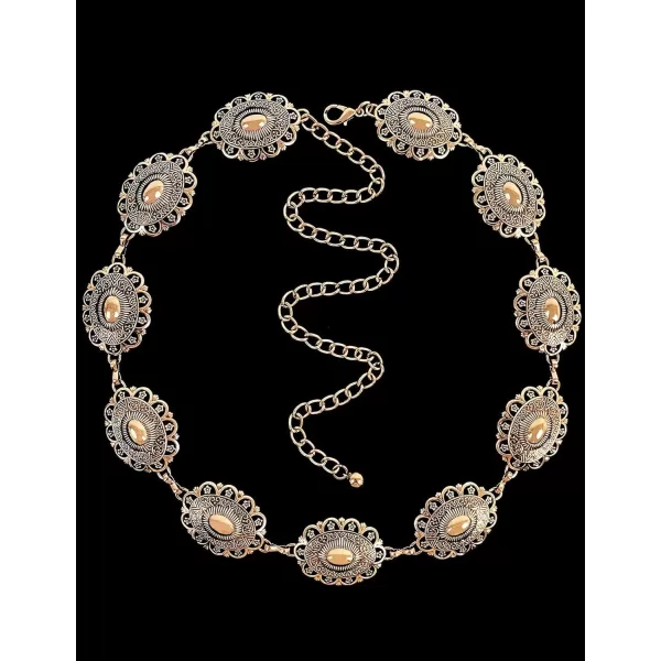 TOPACC Western Metal Concho Belt for Women Cowgirl Chain Belts for Dresses Jeans Country Concert OutfitBronze179