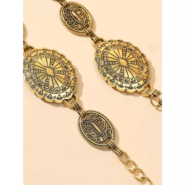 TOPACC Western Metal Concho Belt for Women Cowgirl Chain Belts for Dresses Jeans Country Concert OutfitGold39