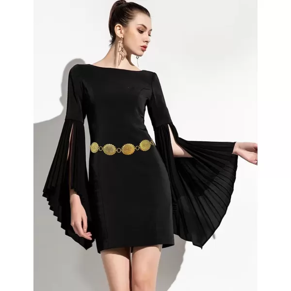 TOPACC Western Metal Concho Belt for Women Cowgirl Chain Belts for Dresses Jeans Country Concert OutfitGold67