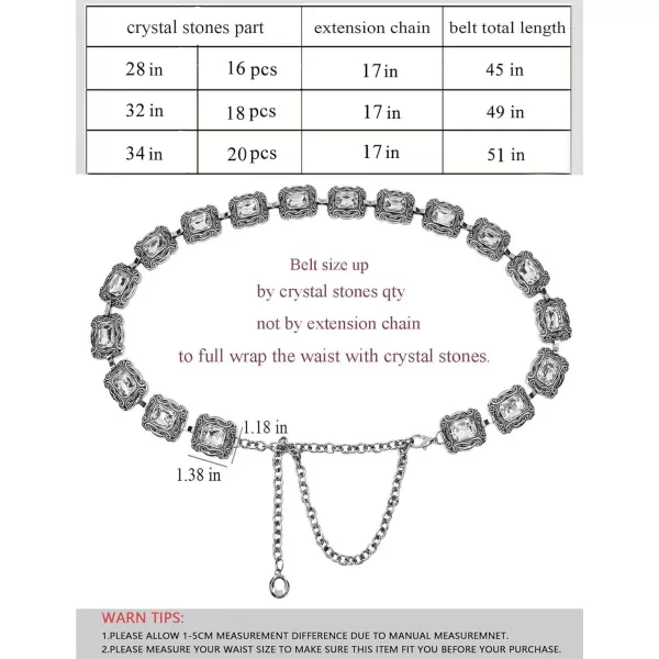 TOPACC Western Metal Concho Belt for Women Cowgirl Chain Belts for Dresses Jeans Country Concert OutfitSilver32