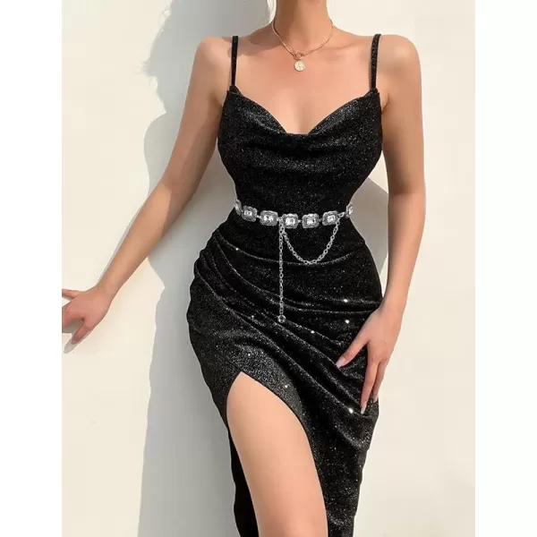 TOPACC Western Metal Concho Belt for Women Cowgirl Chain Belts for Dresses Jeans Country Concert OutfitSilver32