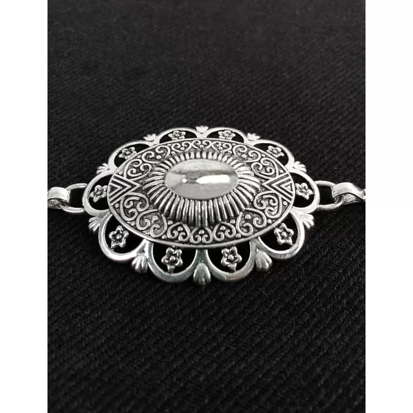 TOPACC Western Metal Concho Belt for Women Cowgirl Chain Belts for Dresses Jeans Country Concert OutfitSilver62