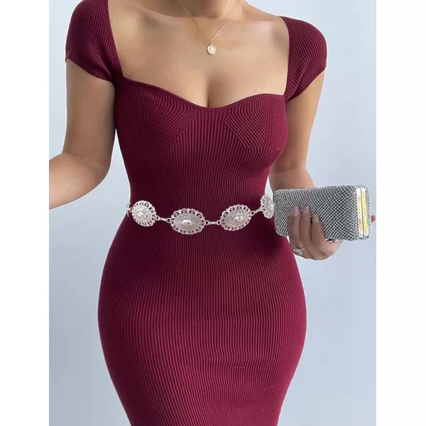TOPACC Western Metal Concho Belt for Women Cowgirl Chain Belts for Dresses Jeans Country Concert OutfitSilver62
