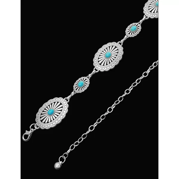 TOPACC Western Metal Concho Belt for Women Cowgirl Chain Belts for Dresses Jeans Country Concert OutfitTurquoise65