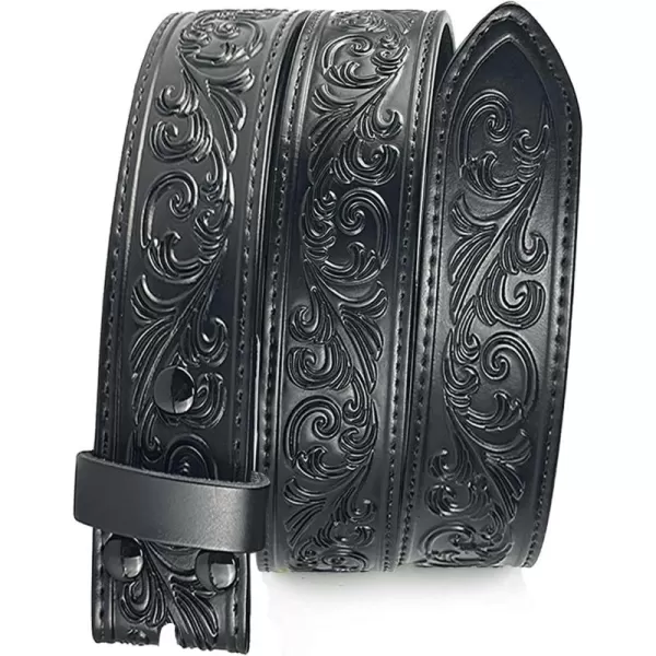 TOPACC Women Men Western Belt Without Buckle Genuine Leather Belt Cowboy Cowgirl 15quot Wide with Snaps Belt for Jeans PantsBlack