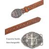 imageTOPACC Womens Mens Western Belt Cowboy Cowgirl Country Belt for Jeans Pants Rodeo OutfitA Brown