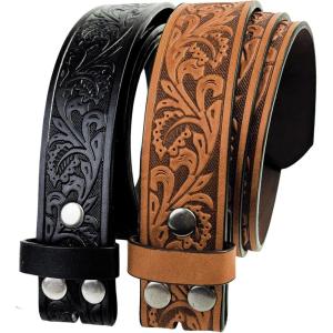 imageTOPACC 2 Pack Western Belts for Men Women Without Buckle Cowgirl Cowboy Belt Strap 15quotA Blackbrown
