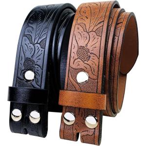 imageTOPACC 2 Pack Western Belts for Men Women Without Buckle Cowgirl Cowboy Belt Strap 15quotC Blackbrown
