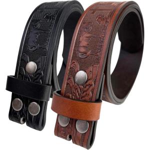 imageTOPACC 2 Pack Western Belts for Men Women Without Buckle Cowgirl Cowboy Belt Strap 15quotG Blackdark Brown