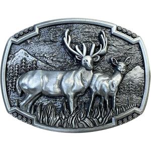 imageTOPACC Deer Belt Buckle Western Cowboy Belt Buckle 15 in Novelty Belt Buckle for Men Women CowgirlAntisilver