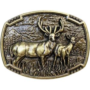 imageTOPACC Deer Belt Buckle Western Cowboy Belt Buckle 15 in Novelty Belt Buckle for Men Women CowgirlBronze