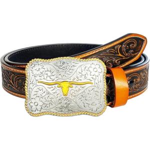 imageTOPACC Genuine Leather Western Belts for Womens Mens Cowboy Cowgirl Belts For Jeans Pants Rodeo OutfitGenuine Leather02