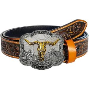 imageTOPACC Genuine Leather Western Belts for Womens Mens Cowboy Cowgirl Belts For Jeans Pants Rodeo OutfitGenuine Leather06