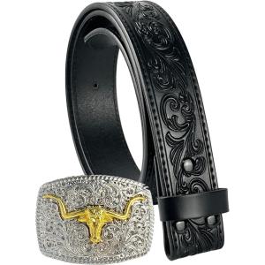 imageTOPACC Genuine Leather Western Belts for Womens Mens Cowboy Cowgirl Belts For Jeans Pants Rodeo OutfitGenuine Leather11