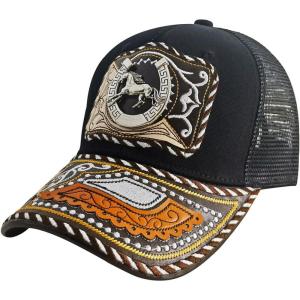imageTOPACC Western Trucker Hat for Men Women Vintage Cowboy Country Hats Cute Baseball Cap for Western OutfitA Black