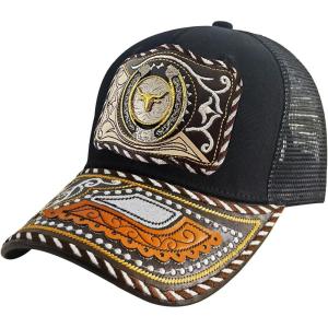 imageTOPACC Western Trucker Hat for Men Women Vintage Cowboy Country Hats Cute Baseball Cap for Western OutfitD Black