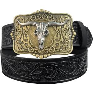 imageTOPACC Womens Mens Western Belt Cowboy Cowgirl Country Belt for Jeans Pants Rodeo OutfitC Black