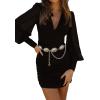 imageTOPACC Cowgirl Belts for Women Western Chain Belt Metal Concho Belt for Dresses Jeans Country Concert OutfitAgold