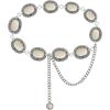 imageTOPACC Western Metal Concho Belts for Women Boho Cowgirl Chain Belt for Dresses Jeans Country Concert OutfitWhite