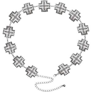 imageTOPACC Concho belts for Women Western Metal Cowgirl Boho Chain Belt for Dresses Jeans Country Concert OutfitCsilver