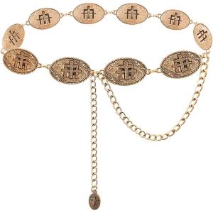 imageTOPACC Cowgirl Belts for Women Western Chain Belt Metal Concho Belt for Dresses Jeans Country Concert OutfitCgold