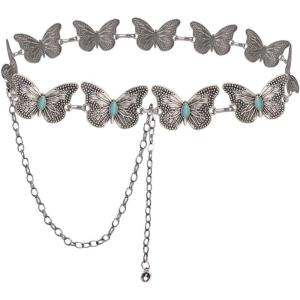 imageTOPACC Western Chain belt for Women Cowgirl Metal Concho Belt for Dresses Jeans Country Concert OutfitFsilver