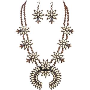 imageTOPACC Western Jewelry for Women White Turquoise Cowgirl Necklace with Boho Earings SetAWhite