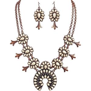 imageTOPACC Western Jewelry for Women White Turquoise Cowgirl Necklace with Boho Earings SetBWhite