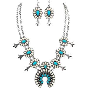 imageTOPACC Western Jewelry for Women White Turquoise Cowgirl Necklace with Boho Earings SetBWhiteTurquoise