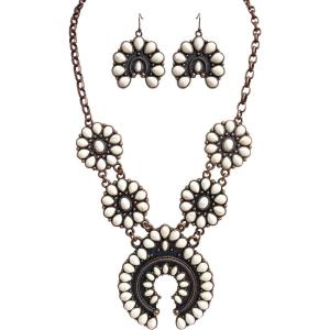 imageTOPACC Western Jewelry for Women White Turquoise Cowgirl Necklace with Boho Earings SetCWhite