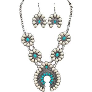 imageTOPACC Western Jewelry for Women White Turquoise Cowgirl Necklace with Boho Earings SetCWhiteTurquoise