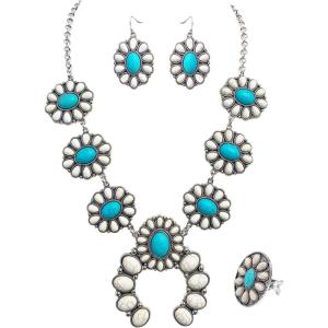 imageTOPACC Western Jewelry for Women White Turquoise Cowgirl Necklace with Boho Earings SetDWhiteTurquoise