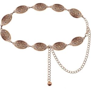 imageTOPACC Western Metal Concho Belt for Women Cowgirl Chain Belts for Dresses Jeans Country Concert OutfitBright Gold64
