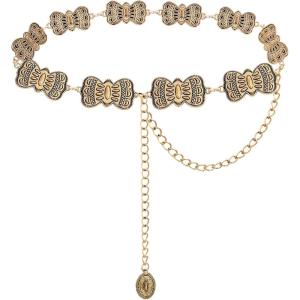imageTOPACC Western Metal Concho Belt for Women Cowgirl Chain Belts for Dresses Jeans Country Concert OutfitGold274