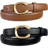 imageTOPACC 2 Pack Waist Belts for Women Fashion Skinny Belt Set for Dresses Pants Business CasualA Brown  Black