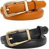 imageTOPACC 2 Pack Waist Belts for Women Fashion Skinny Belt Set for Dresses Pants Business CasualB Brown  Black