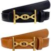 imageTOPACC 2 Pack Waist Belts for Women Fashion Skinny Belt Set for Dresses Pants Business CasualC Brown  Black