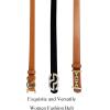 imageTOPACC 2 Pack Waist Belts for Women Fashion Skinny Belt Set for Dresses Pants Business CasualF Brown  Black